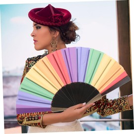 RORPOIR 4pcs Rainbow Folding Fan Colorful Hand Fan Chinese Fans Folding Fan Rainbow Folding Hand Fans Rainbow Decorations Decorative Rainbow Fan Ornaments Summer Plastic Dance