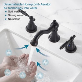 RKF Bathroom Faucets for Sink 3 Hole ORB 8 inch Widespread Bathroom Sink Faucet with Drain Double Lever Handle Faucet Bathroom Vanity Faucet Basin Mixer Tap Faucet WF013-ORB