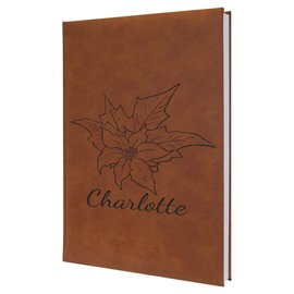 Elegant Engravings: Names with December Birth Month Flowers for Distinctive Birthday Gifts Leather Notebook