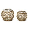 Two's Company Glass Candle Holder with Paper Wrap Lattice, Set
