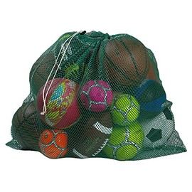 Mesh Equipment Bag, Green - 32" x 36" - Adjustable, Sliding Drawstring Cord Closure. Perfect mesh Bag for Parent or Coach, Making it Easy to Transport and Keeping Your Sporting Gear Organized.