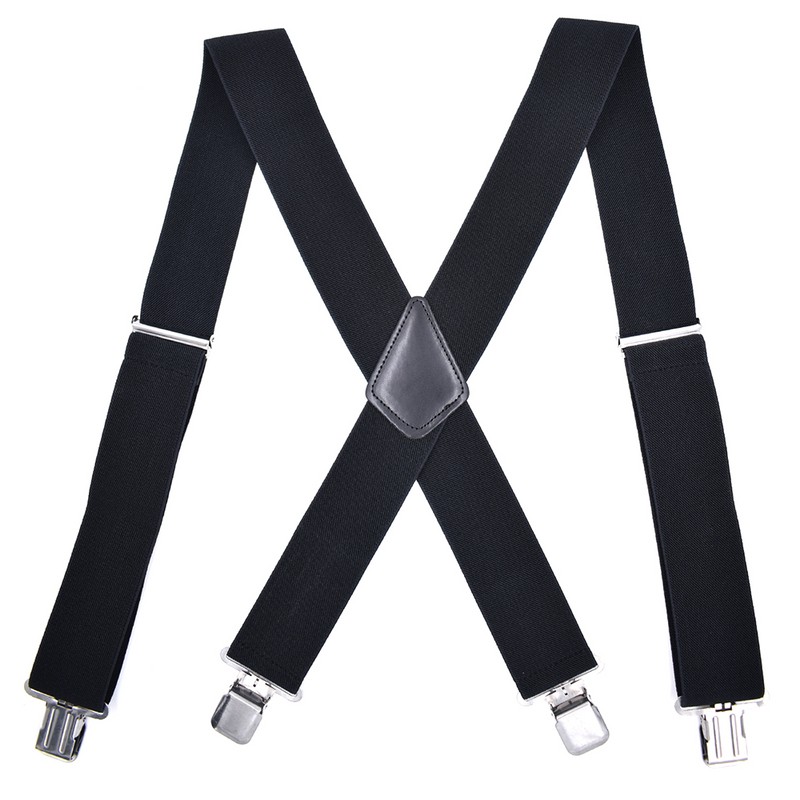 Men’s Heavy-Duty 2-Inch X-Back Suspenders with Adjustable Elastic Straps and