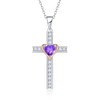 Calliora Birthstone Cross Necklace for Women, 925 Sterling Silver Heart