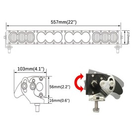 Super Bright Off-Road LED Light Bar 20" Single Row, Amber Long Range Wide Flood Beam for Auxiliary Fog & Headlight, 12V/24V DC, Corrosion/Vibration Resistant, Rugged Die-Cast Aluminum Housing, 1-Pack
