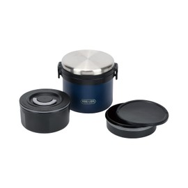 Pearl Metal Home Label HB-5666 Lunch Jar, 1000, Bento Lunch Box , Donburi, All Vacuum, Stainless Steel, Heat Retention, Cold Retention, Navy
