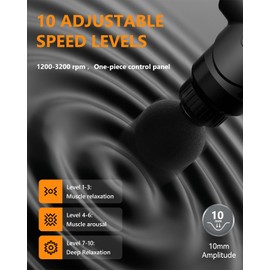 AERLANG Massage Gun, Massage Gun Deep Tissue, with 10 Speed Levels, Type-C Charging, Portable Handheld Muscle Massager, Home and Office Use, Ideal Gifts for Men