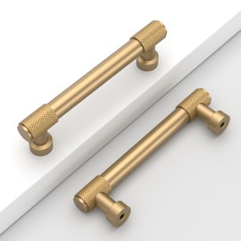 Coinkoly 10 Pack 3.75"(96mm) Champagne Bronze Cabinet Pulls Knurled Kitchen Cabinet Handles Champagne Gold Drawer Pulls Cupboard Hardware for Cabinets CK0028