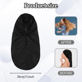 Bonnet for Locs Shower Bonnets for Women Waterproof Long Bonnet Shower Cap for Women Long Hair Waterproof Hair Bonnets for Dreadlocks Adjustable Drawstring Bath Caps for Men (Black)