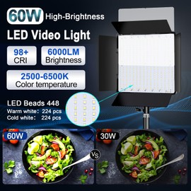 SHIRTAL Shirtal 14" LED Studio Lights60W Photography Lighting Kit2800-6500K Dimmable Photo Video Light for YouTube,Video Recording,Game Streaming