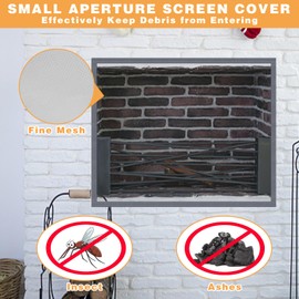 Fireplace Screen Mesh Cover, Magnetic Fireplace Cover Baby Proof Barrier Guard Pet Proof with Magic Tape, Fireplace Doors Mesh Gate Fire Place Cover for The Living Room Decorative, 39"x32" Inches