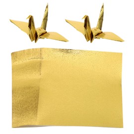 VILLCASE Origami Paper 100 Sheets Gold 10 x 10 cm - Metallic Shine for Precise Poinsettias & DIY Craft Projects, Odourless for Children & Adults