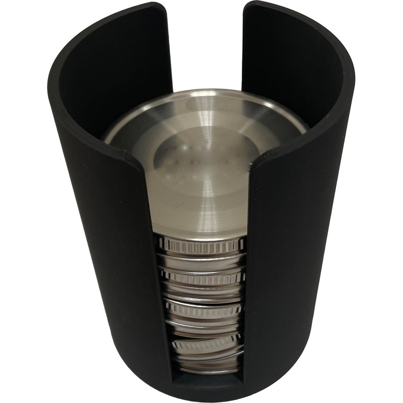 Mason Jar Lid Stack Organizer (Black, Large Cap/Ring)