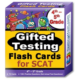 TestingMom.com SCAT Test Prep Flash Cards (School and College Ability Test) – Intermediate Level Grades 4 – 5 – Complete SCAT Test for Students Applying to Johns Hopkins Center for Talented Youth