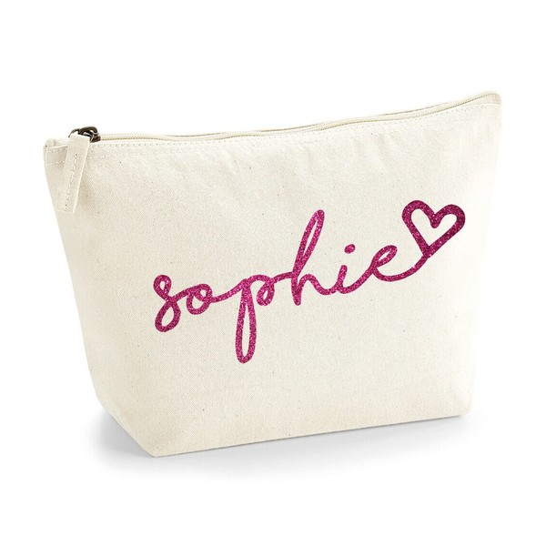 Personalized Handwritten Name Initials Text Make Up Accessory Bag in
