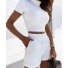 Unbranded women casual short sleeve crop top & Shorts 2