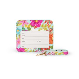 Legami - Lobster Clasp ID Card Holder with Safety Clip Closure, 1 Clear Window, PU Leather Card Slots, Size 4.1 x 3.5 inch, Flower
