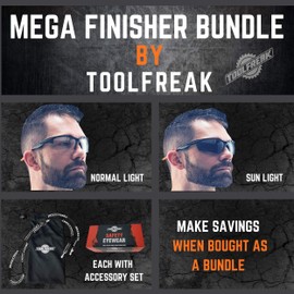 ToolFreak Finisher Work & Sport Safety Glasses Bundle Offer, Clear and Smoke Lens, Wraparound Lenses with UV & Impact Protection,Rated to EN166F and EN170 Neckcord and Carry Pouch