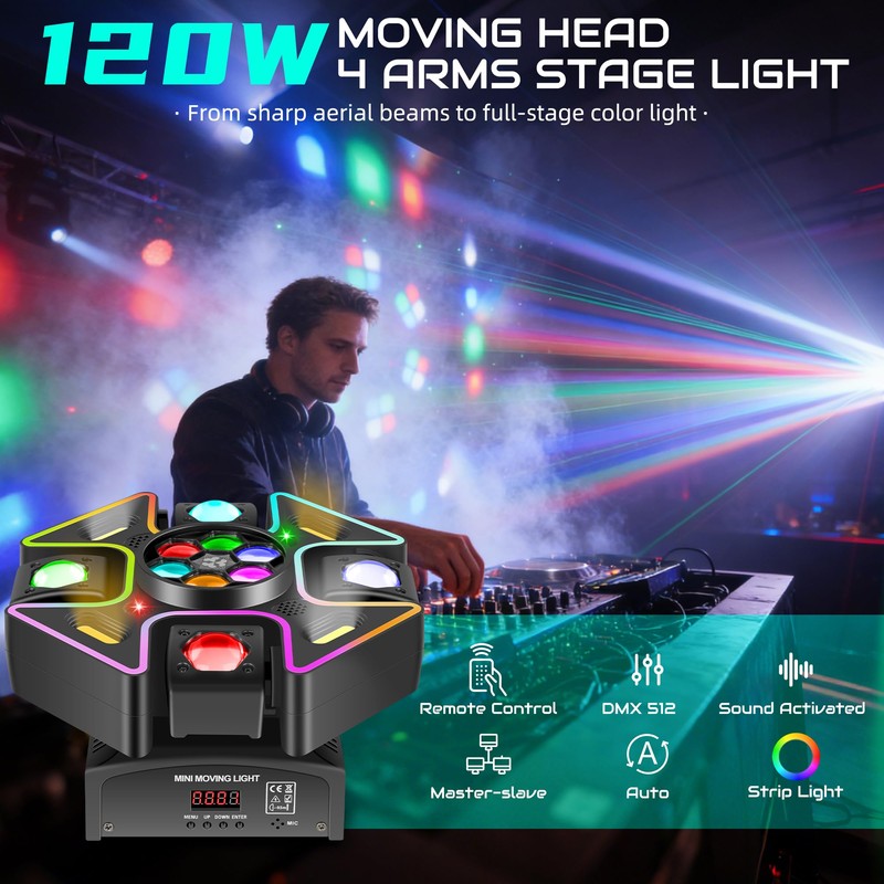 Sklydron Moving Head DJ Lights,120W LED Stage Light with RGB