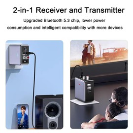 Bluetooth Audio Receiver Transmitter DSP Headphone Amplifier Digital-to-Analog Audio Converter Adapter Charging with 3.5mm AUX, RCA, 6.5mm Microphone Connection for Headphones,Speakers,TV,Theater,PC