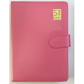 5 Year Undated Leather Look A5 Week To View Padded Diary Pink