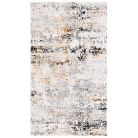 SAFAVIEH Amalfi Collection Accent Rug - 3' x 5', Creme & Gold, Modern Abstract Distressed Design, Non-Shedding & Easy Care, Ideal for High Traffic Areas in Entryway, Living Room, Bedroom (AMF572A)