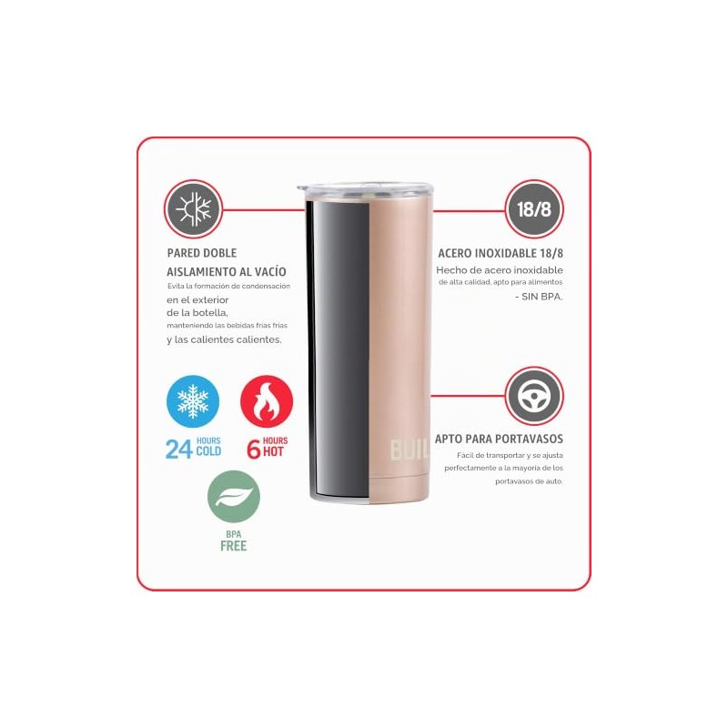 BYO TUMBLER DE ACERO INOXIDABLE DE 20 OZ DE DOBLE