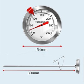 Oil Thermometer for Deep Frying,INRIGOROUS 300mm Stainless Steel Deep Frying Thermometer with Metal Retaining Clip for Cooking Oil Deep Frying for BBQ Grill Turkey (1)
