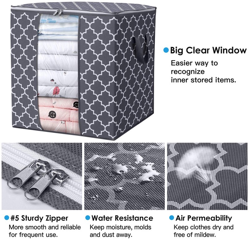 WISELIFE Storage Bags [3 Pack/100L] Large Blanket Clothes Organization and