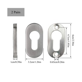 OHYER Set of 2 Oval Protective Escutcheon Keyhole Cover Door Rosette Made of Matt Stainless Steel 10 mm Stainless Steel Cover Oval Rosette with 4 Screws for Profile Cylinder Interior Doors Exterior