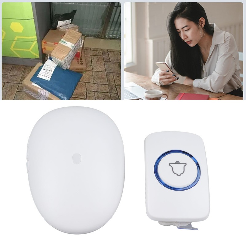 Wireless Doorbell Colorful Flashing Light 57 Ringtone Adjustable Volume for