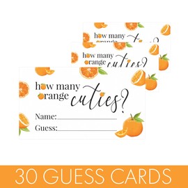DISTINCTIVS Orange Little Cutie Baby Shower Games, How Many Cuties in The Jar (30 Extra Guessing Cards)