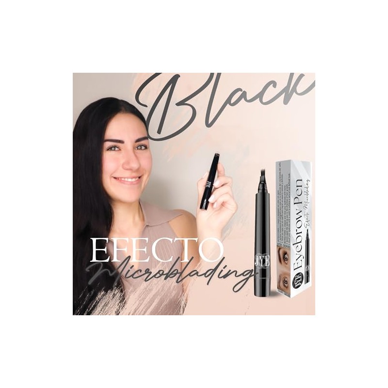 JYE Lapiz para Cejas Efecto Microblading Color Negro, Dibujo pelo