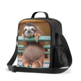 JIMOWANG Sloth Insulated Lunch Bag with Shoulder Strap and Bottle Holder Portable Thermal Lunch Container Bag for School Travel Picnic