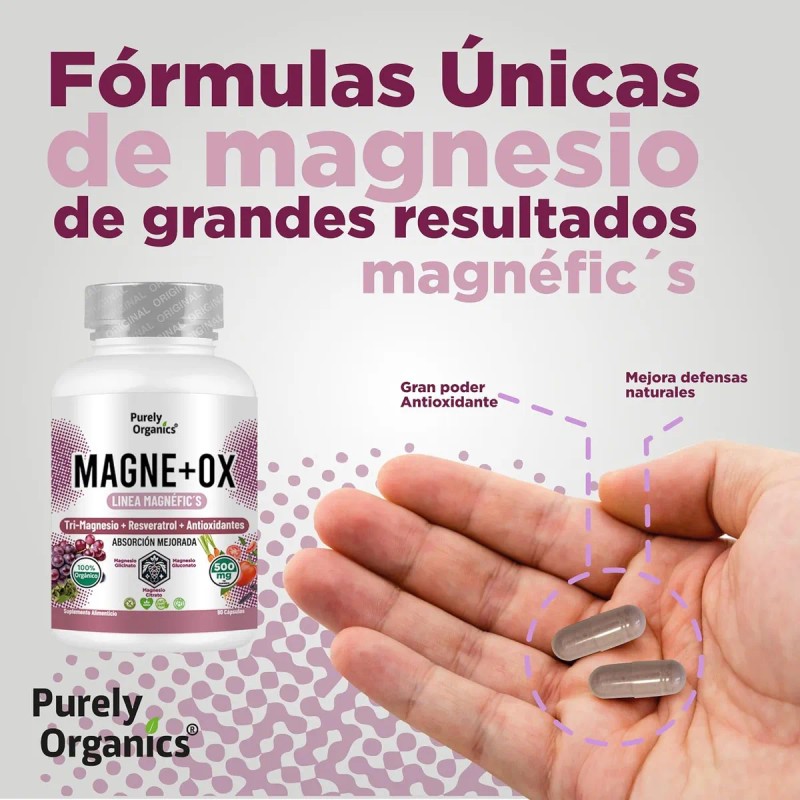 Magne+OX | Magnesio Complex con Resveratrol | Tri-Magnesio Glicinato/Gluconato (2:1)