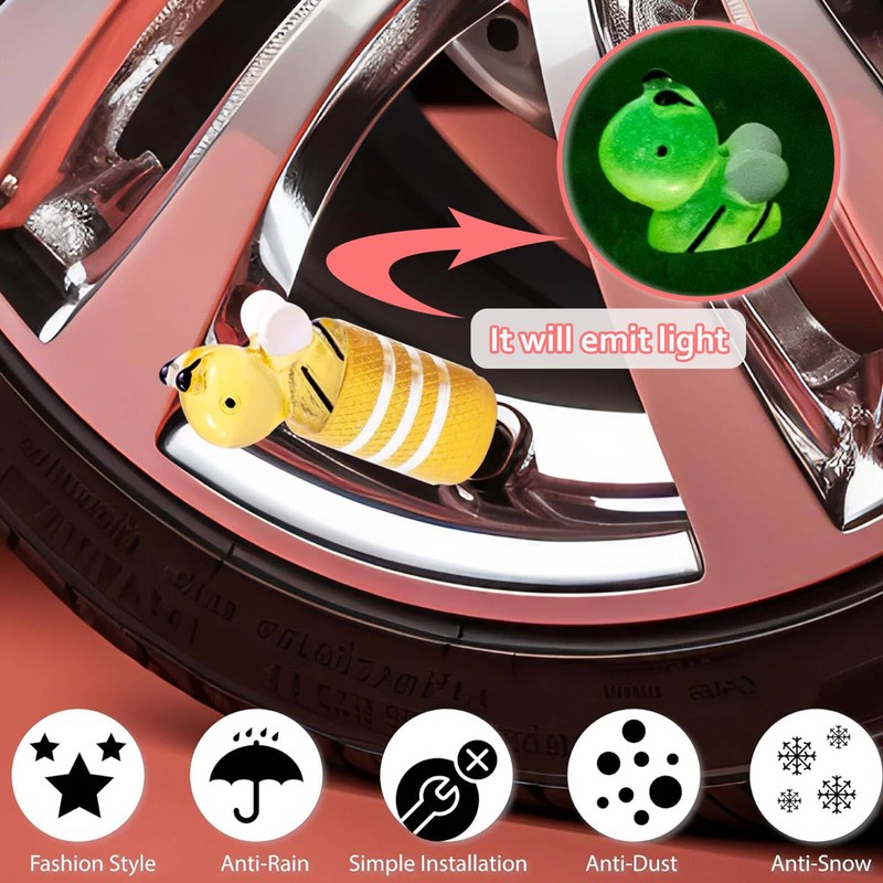 4Pack Flamingo Tire Valve Stem Caps Cute Car Accessories Aluminum