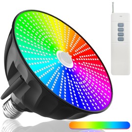 Pool Light 120 V 64 W Pool Lights for Inground Pool RGB Color Changing LED Pool Lights Medium E26/E27 Base Underwater Pool Light Bulb with Remote Control Replacement for Pentair and Hayward Black