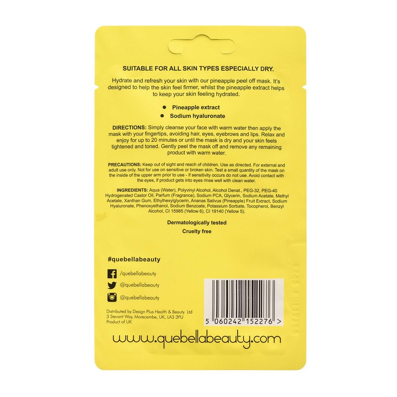 Que Bella Hydrating Pineapple Peel Off Face Mask - 0.33oz