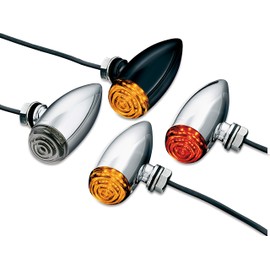 Kuryakyn 2504 Motorcycle Lighting Accessory: LED Mini Bullet Auxiliary Turn Signal/Marker Lights, Amber, Gloss Black, 1 Pair