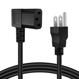 TNP Universal 90 Degree Power Cord NEMA 5-15P to IEC320 C13 Power Cord UL 15A 125V 18AWG Right Angle Computer Power Cable Heavy Duty NEMA to IEC Cable Plug for TV, PC, Computer, Printer (6 Ft, Black)