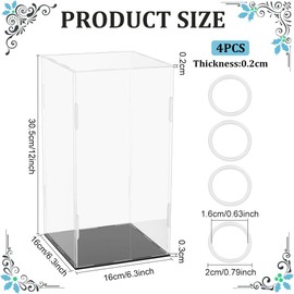 FINGERINSPIRE 16 x 16 x 30.5 cm Transparent Acrylic Display Case, Self-Assembly, Rectangular Acrylic Boxes for Presentation, Dustproof Protection, Display Case with Black Base, Storage Box for