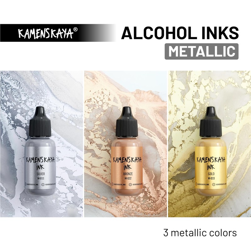 KAMENSKAYA Metallic Alcohol Ink Set: Gold Alcohol Ink, Silver Alcohol