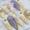 Pearl tweed handmade nail tips - lipstick / 진주 트위드