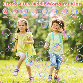 Bombble Automatic Bubble Machine, Portable Rainbow Bubble Machine 1500+ Bubbles/Min with Bubble Solution*2, Bubble Toys for Children for Outdoor/Party/Wedding Best Birthday