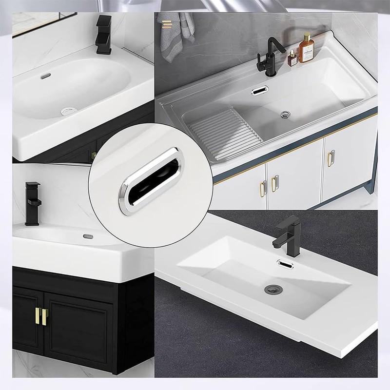 Set of 6 Plastic Sink Overflow Ring Cover for Tap