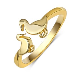 Peireara Duck Rings for Women 925 Sterling Silver Duck Gifts for Duck Lovers Duck Open Ring Cute Animal Duck Jewelry for Women