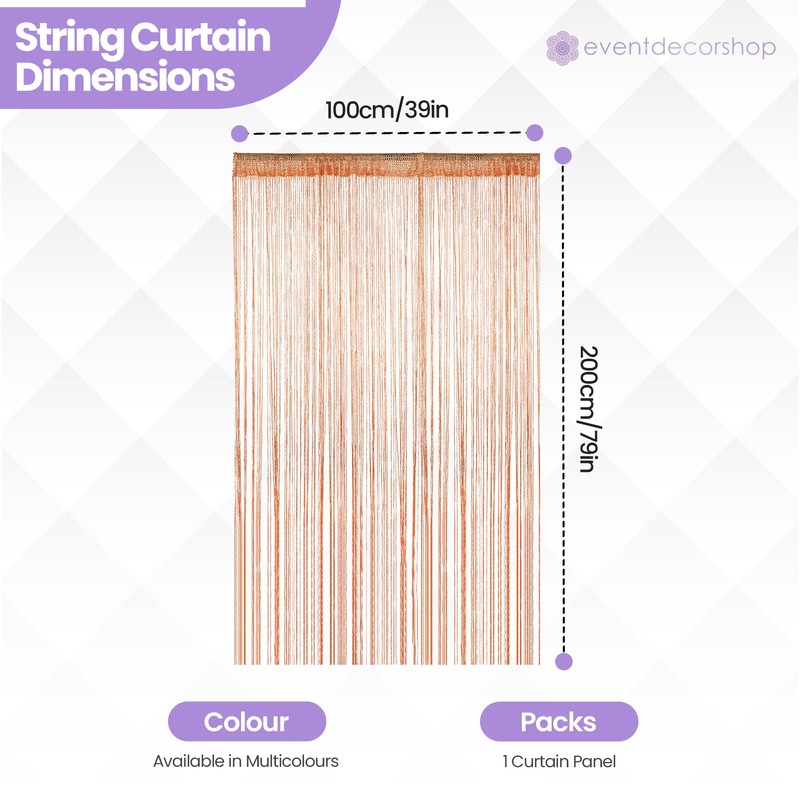 Glitter String Curtain Panel 200x90cm – Sparkling Tassel Fly Screen,