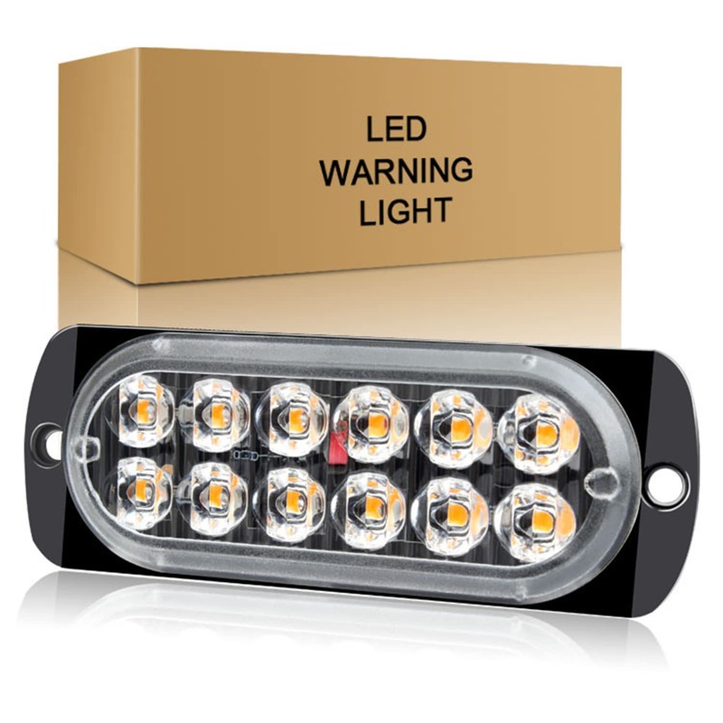 6X LED Amber Strobe Lights Vehicle Emergency Strobe Lights for