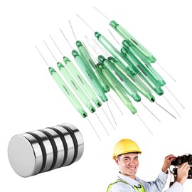 Glass Reed Switch, 12 Pieces Reed Contact, Reed Contact Closer, Reed Switch, Reed Contact Closer, Magnetic Induction Switch, with 5 Magnets