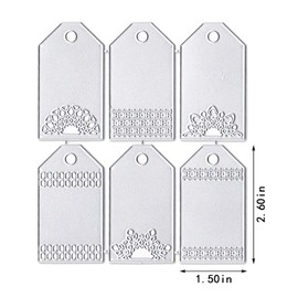 6 Pieces Retro Bookmarks Cutting Dies Lace Flowers Labels Die Cuts for Card Making, Bookmark Labels Die Cut Embossing Stencil Template Tool for DIY Scrapbooking Photo Album Card Craft Decoration