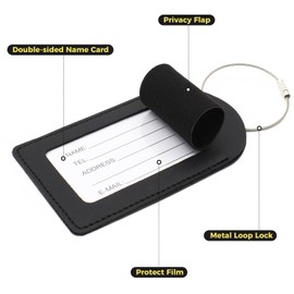 8-Pack Luggage Tag, PU Leather Canadian Flag Suitcase Tags with Privacy Cover&Stainless Steel Loop, Luggage Tag Labels Card, Baggage Tags Travel